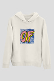 Odd Future Baskılı Unisex Beyaz Kapüşonlu Sweatshirt