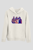 Offset Baskılı Beyaz Unisex Kapüşonlu Sweatshirt
