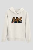 Offset Baskılı Beyaz Unisex Kapüşonlu Sweatshirt