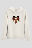 Offset Baskılı Beyaz Unisex Kapüşonlu Sweatshirt