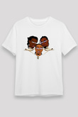 Offset Baskılı Unisex Beyaz Tişört - Tshirt