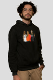 Offset Baskılı Unisex Siyah Hoodie