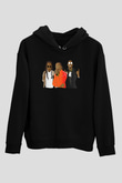 Offset Baskılı Unisex Siyah Hoodie