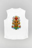 Oğlak Burcu Baskılı Beyaz Unisex Kolsuz Tişört - Tshirt