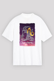 Oğlak Burcu Baskılı Beyaz Unisex Oversize Tişört - Tshirt