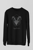 Oğlak Burcu Baskılı Unisex Siyah Sweatshirt