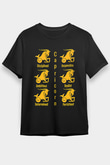 Oğlak Burcu Baskılı Unisex Siyah Tişört - Tshirt