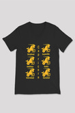 Oğlak Burcu Baskılı Unisex Siyah V Yaka Tişört - Tshirt