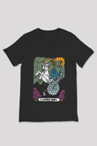 Oğlak Burcu Baskılı Unisex Siyah V Yaka Tişört - Tshirt