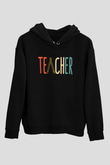 Öğretmen Siyah Unisex Kapüşonlu Sweatshirt