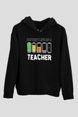 Öğretmen Siyah Unisex Kapüşonlu Sweatshirt