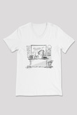 Öğretmenler Günü Baskılı Beyaz Unisex V Yaka Tişört - Tshirt