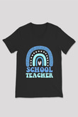 Öğretmenler Günü Baskılı Unisex Siyah V Yaka Tişört - Tshirt