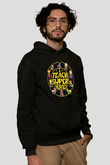 Öğretmenler Günü Baskılı Unisex Siyah Hoodie