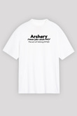 Okçuluk Baskılı Unisex Beyaz Oversize Tişört - Tshirt