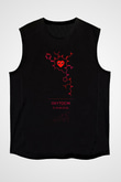 Oksitosin Molekülü Baskılı Unisex Kolsuz Siyah Tişört - Tshirt