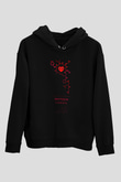 Oksitosin Molekülü Baskılı Unisex Siyah Kapüşonlu Sweatshirt