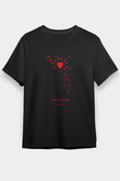Oksitosin Molekülü Baskılı Unisex Siyah Tişört - Tshirt