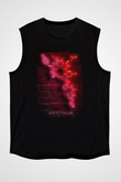 Oksitosin Molekülü Neon Baskılı Unisex Kolsuz Siyah Tişört - Tshirt