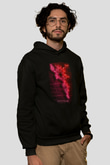 Oksitosin Molekülü Neon Baskılı Unisex Siyah Kapüşonlu Sweatshirt