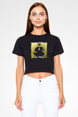 Oliver Heldens Baskılı Crop Top Siyah Kadın Tişört