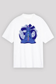 Om Baskılı Beyaz Unisex Oversize Tişört - Tshirt