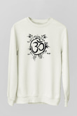 Om Baskılı Beyaz Unisex Sweatshirt