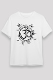 Om Baskılı Unisex Beyaz Tişört - Tshirt