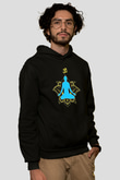 Om Baskılı Unisex Siyah Kapüşonlu Sweatshirt