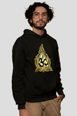 Om Baskılı Unisex Siyah Kapüşonlu Sweatshirt