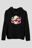 Om Baskılı Unisex Siyah Kapüşonlu Sweatshirt