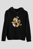 Om Baskılı Unisex Siyah Kapüşonlu Sweatshirt