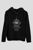 Om Baskılı Unisex Siyah Kapüşonlu Sweatshirt