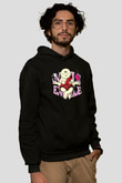 Om Baskılı Unisex Siyah Kapüşonlu Sweatshirt