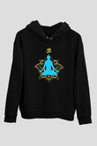 Om Baskılı Unisex Siyah Kapüşonlu Sweatshirt