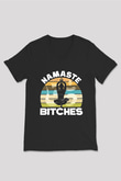 Om Baskılı Unisex Siyah V Yaka Tişört - Tshirt