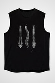 Omurga Renkli Baskılı Unisex Kolsuz Siyah Tişört - Tshirt