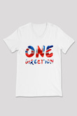 One Direction Beyaz Unisex V Yaka Tişört T-Shirt