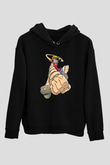 One Piece Baskılı Unisex Siyah Hoodie