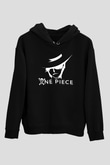 One Piece Baskılı Unisex Siyah Hoodie