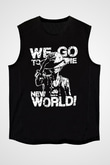 One Piece Baskılı Unisex Siyah Kolsuz Tişört - Tshirt