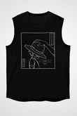 One Piece Baskılı Unisex Siyah Kolsuz Tişört - Tshirt