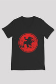 One Piece Baskılı Unisex Siyah V Yaka Tişört - Tshirt