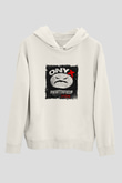 Onyx Baskılı Unisex Beyaz Kapüşonlu Sweatshirt