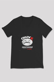 Onyx Baskılı Unisex Siyah V Yaka Tişört