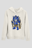 Optimus Cowboy Baskılı Beyaz Unisex Hoodie