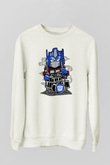 Optimus Drummer Baskılı Beyaz Unisex Sweatshirt