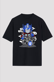 Optimus Drummer Baskılı Siyah Unisex Oversize Tişört