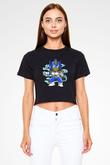 Optimus Vegeta Baskılı Siyah Kadın Crop Top Tişört