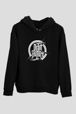 Orbit Culture Baskılı Unisex Siyah Kapüşonlu Sweatshirt